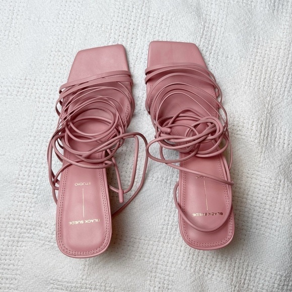 BLACK SUEDE STUDIO Franca Calfskin Strappy Ankle-Tie Sandals - Picture 1 of 8